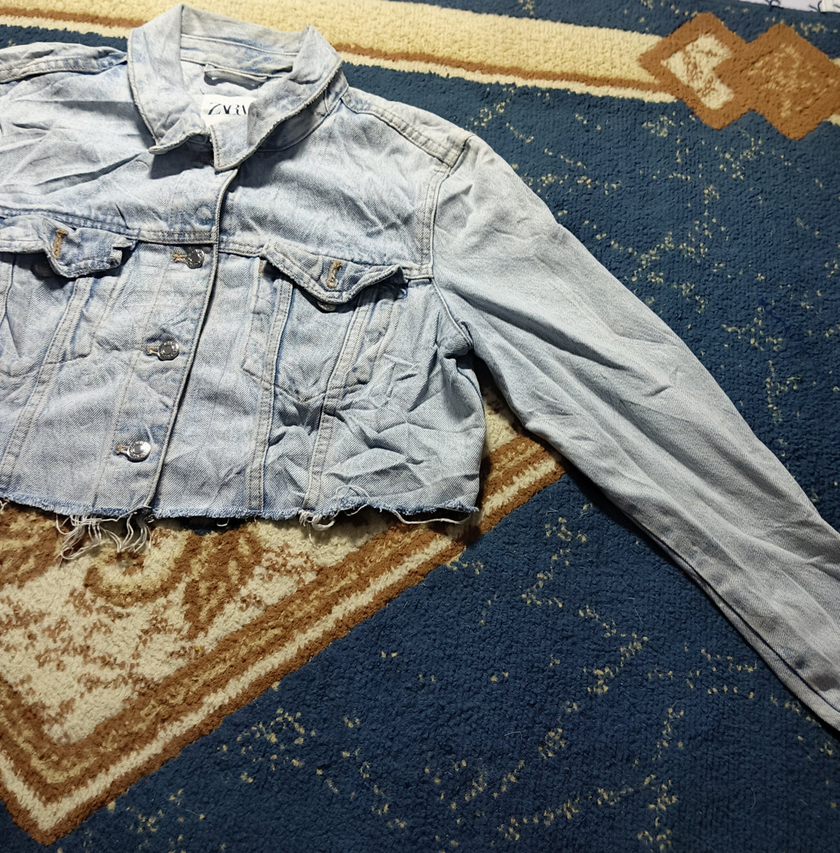 Women Denim Jean Cropped Jacket-Vintage Thrift