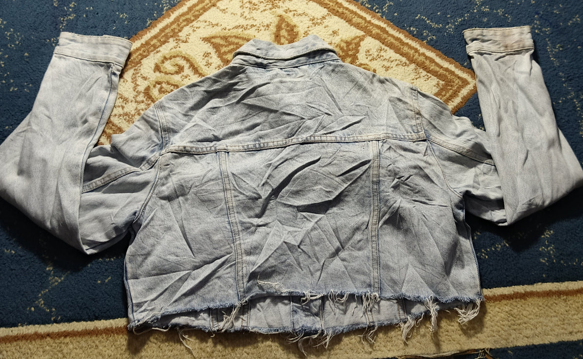 Women Denim Jean Cropped Jacket-Vintage Thrift