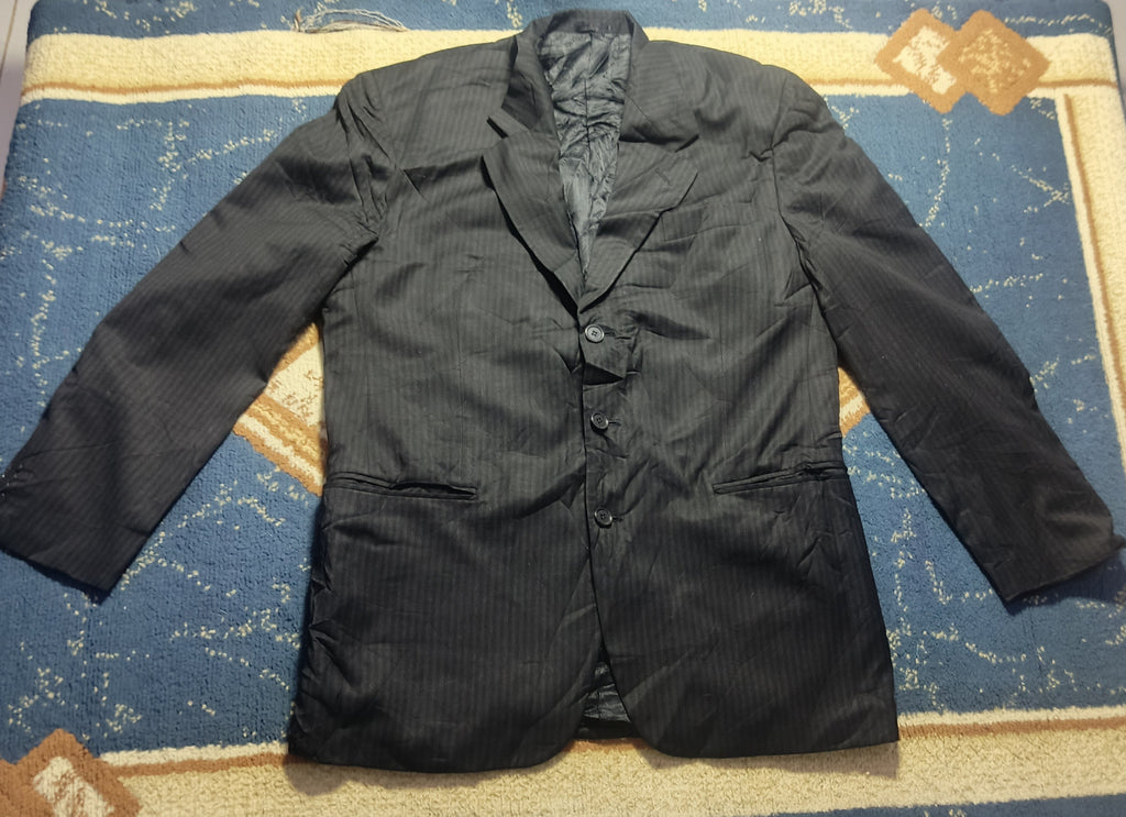 Men's Suit Jacket-charcoal Gray Pinstripe-Thrift