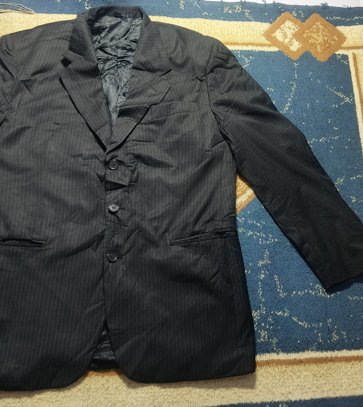 Men's Suit Jacket-charcoal Gray Pinstripe-Thrift