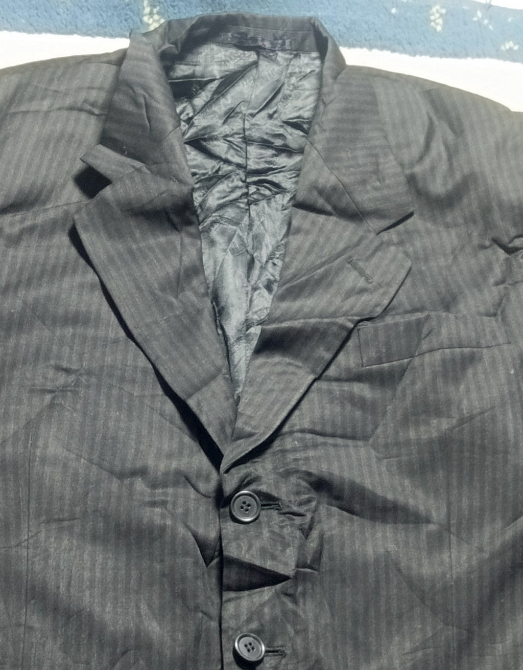 Men's Suit Jacket-charcoal Gray Pinstripe-Thrift