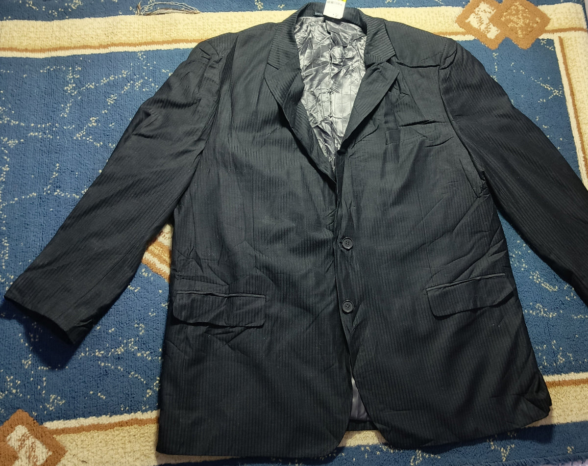Men's Suit Jacket -Dark Gray Pinstripe-Thrift