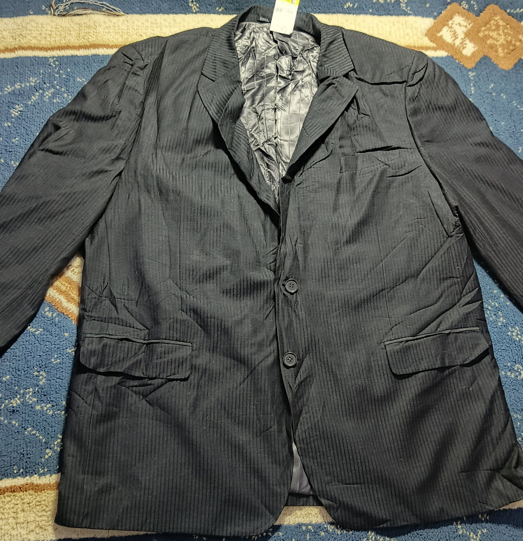 Men's Suit Jacket -Dark Gray Pinstripe-Thrift