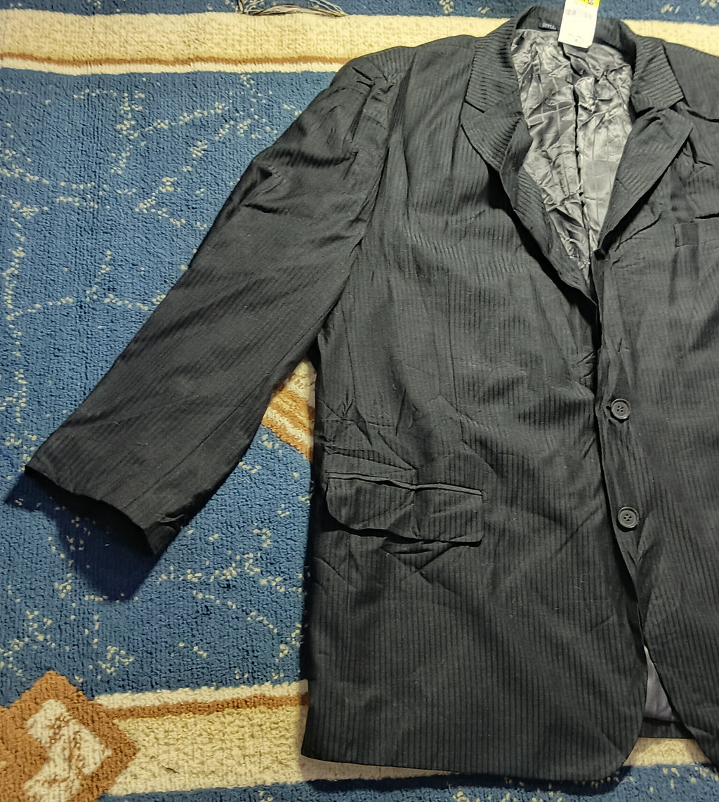 Men's Suit Jacket -Dark Gray Pinstripe-Thrift