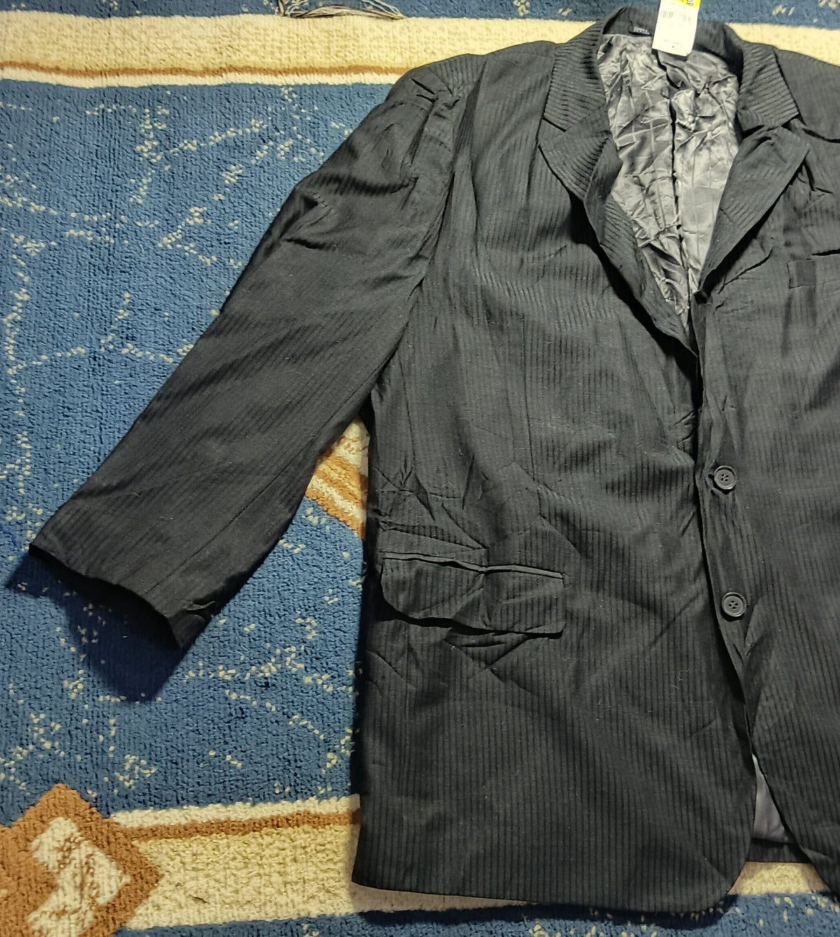Men's Suit Jacket -Dark Gray Pinstripe-Thrift