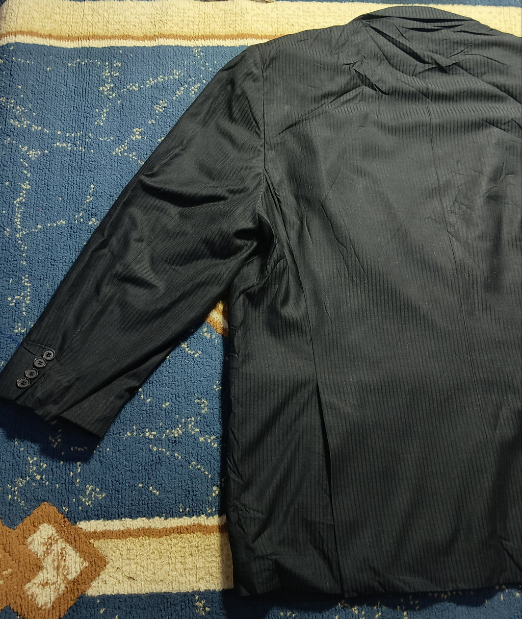 Men's Suit Jacket -Dark Gray Pinstripe-Thrift