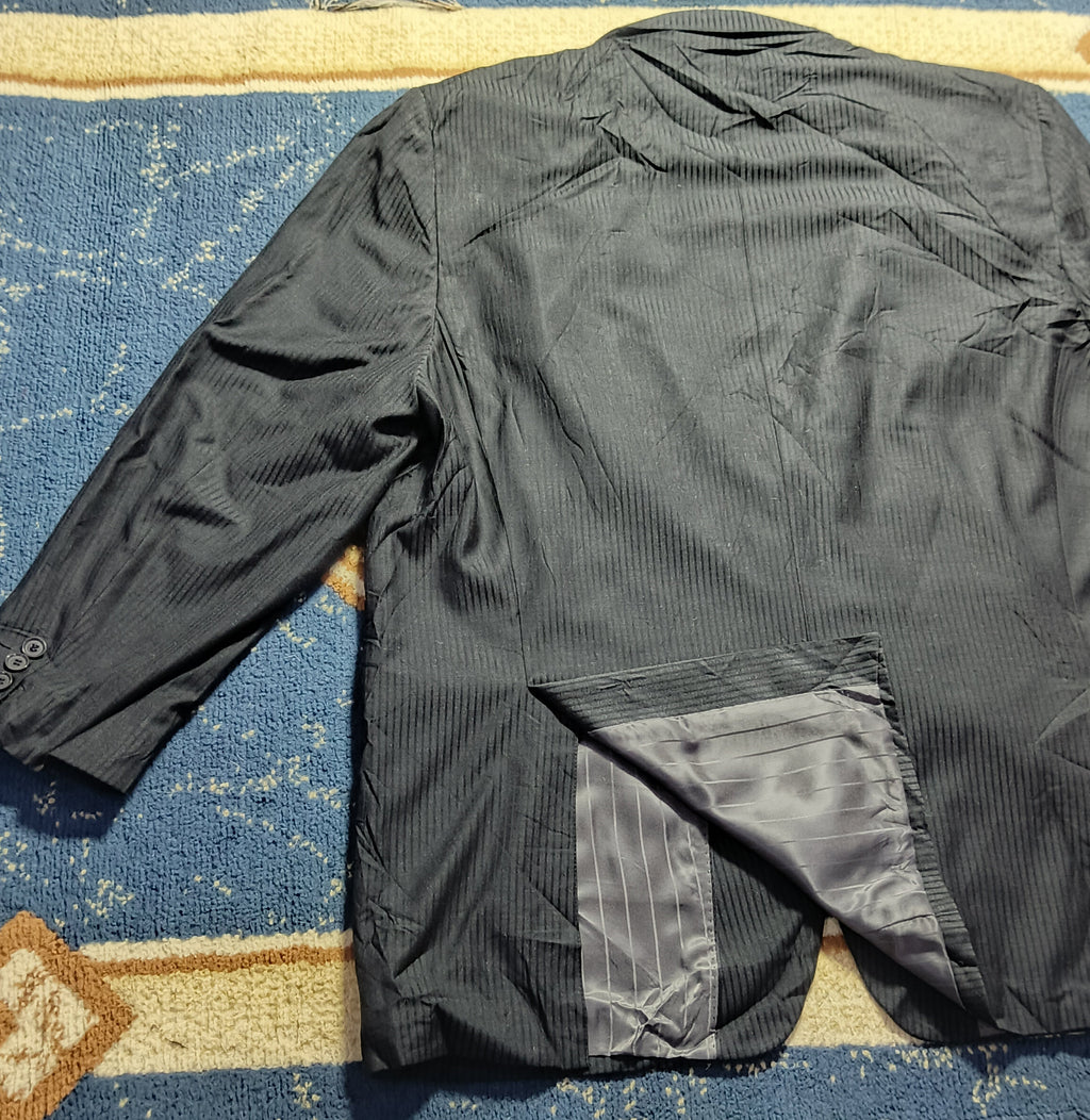 Men's Suit Jacket -Dark Gray Pinstripe-Thrift
