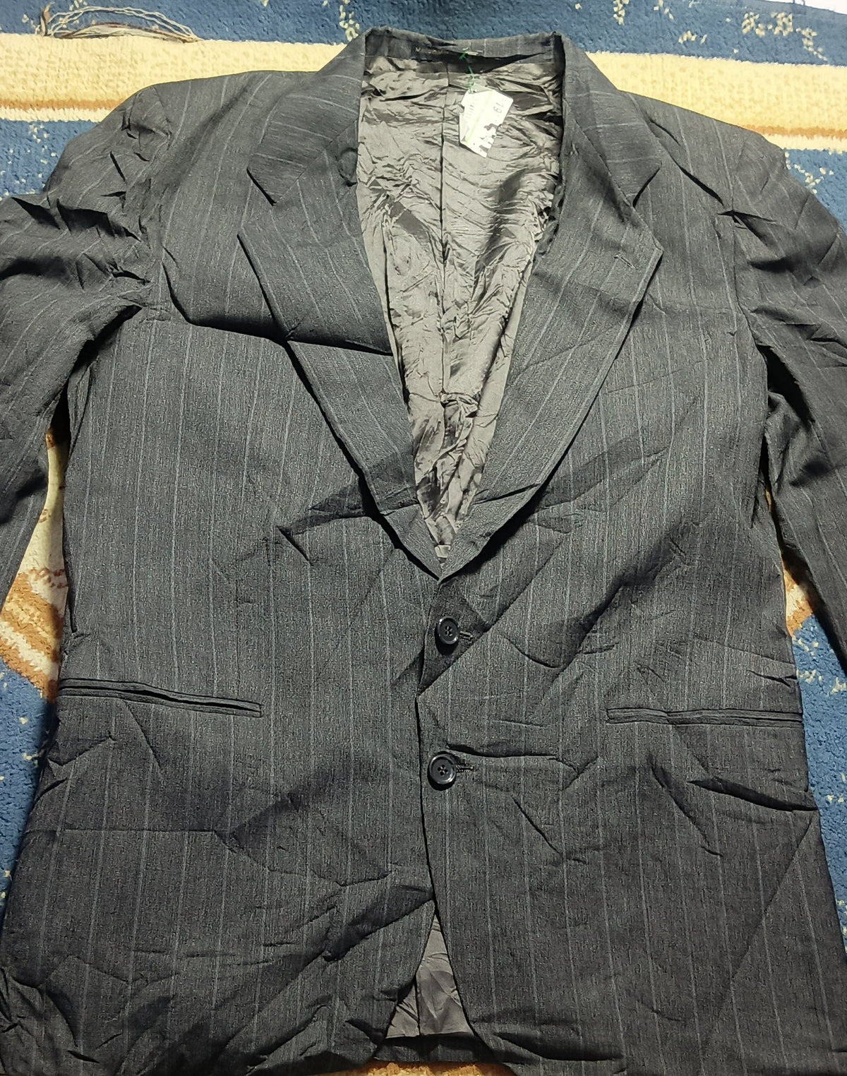 Men's Suit Jacket-Dark Gray Pinstripe -Thrift