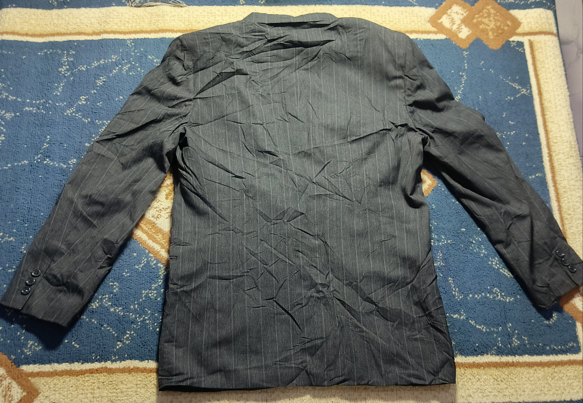 Men's Suit Jacket-Dark Gray Pinstripe -Thrift