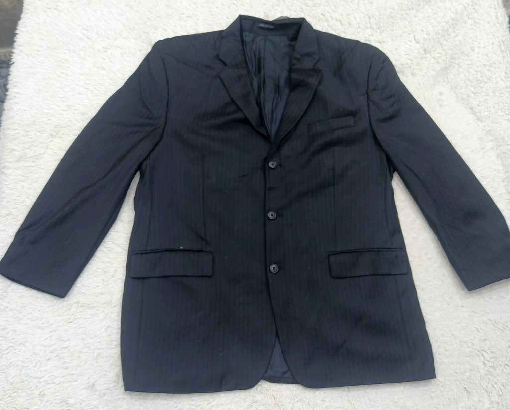 Men's Suit Jacket -  black pinstripe -Thrift