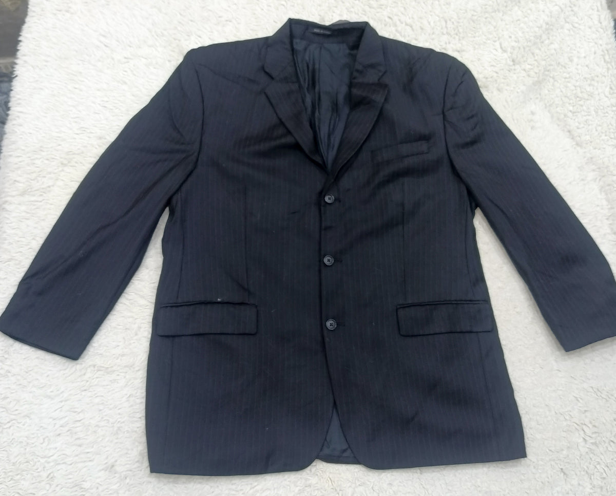 Men's Suit Jacket -  black pinstripe -Thrift