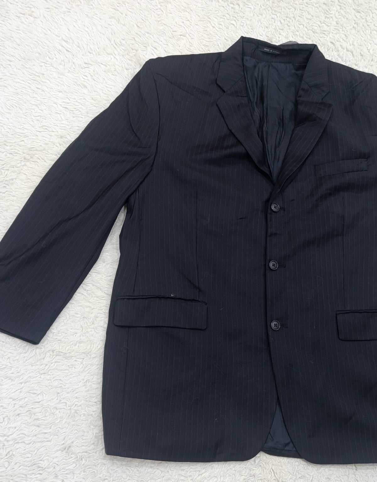 Men's Suit Jacket -  black pinstripe -Thrift