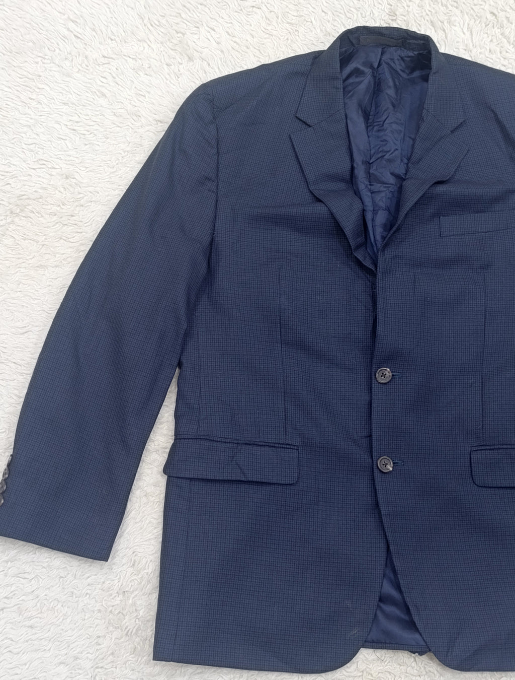 Men's Suit Jacket -  navy blue  -Thrift