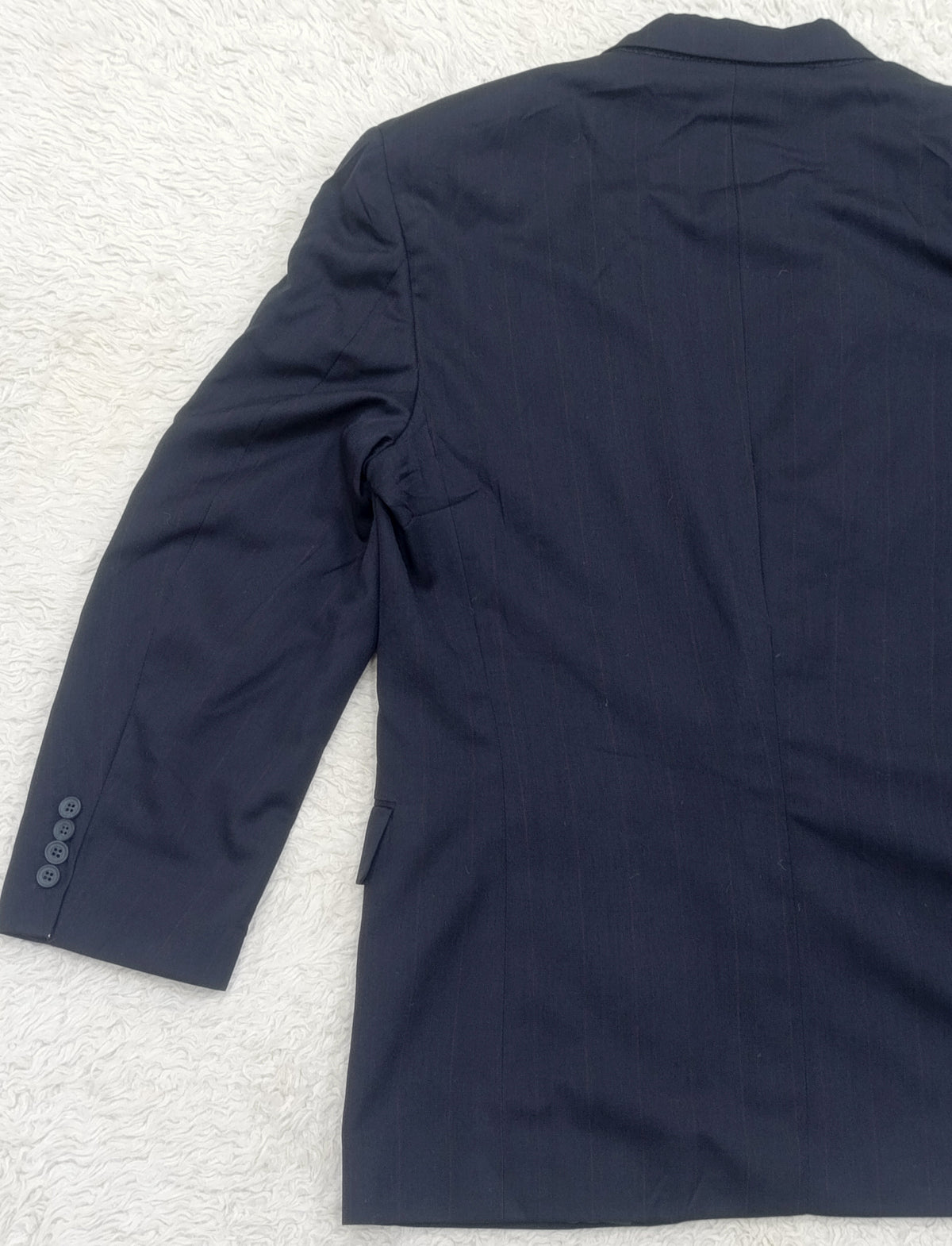 Men's Suit Jacket -  dark navy blue pinstripe  -Thrift