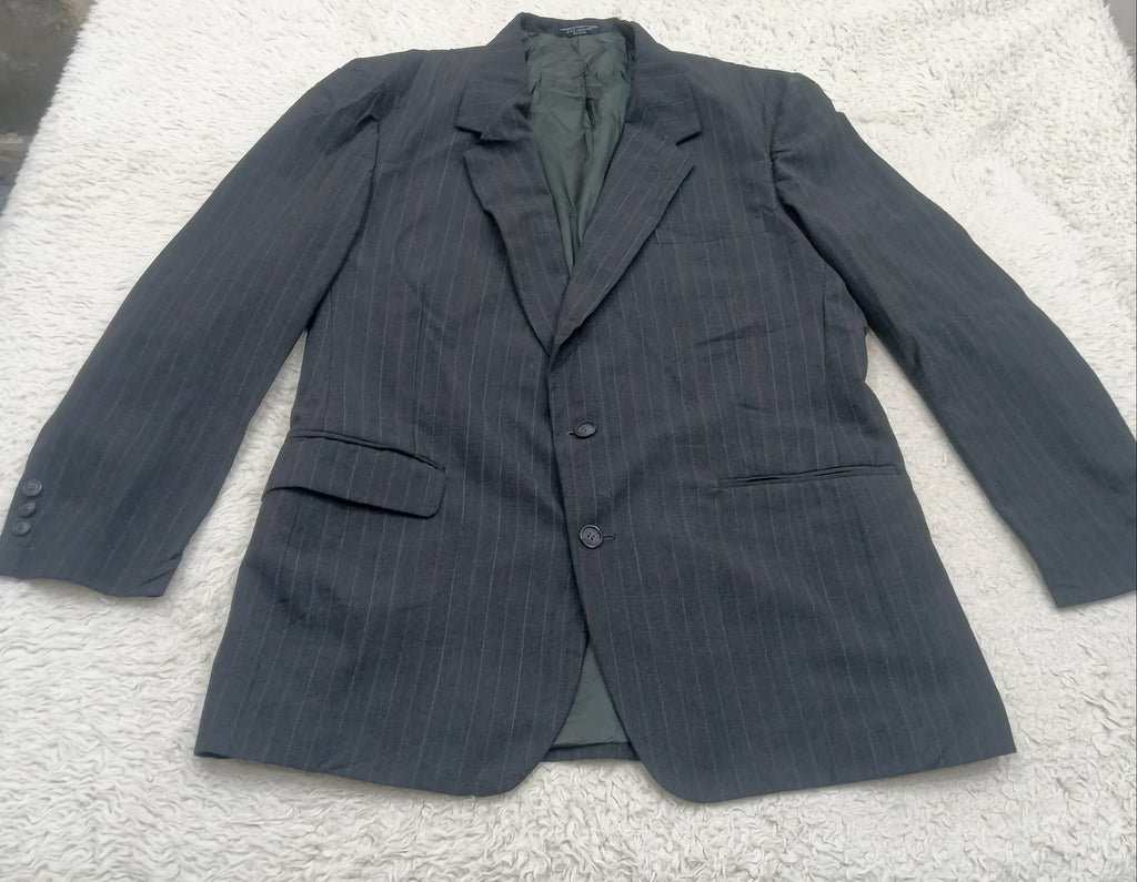 Men's Suit Jacket -  gray pinstripe -Thrift