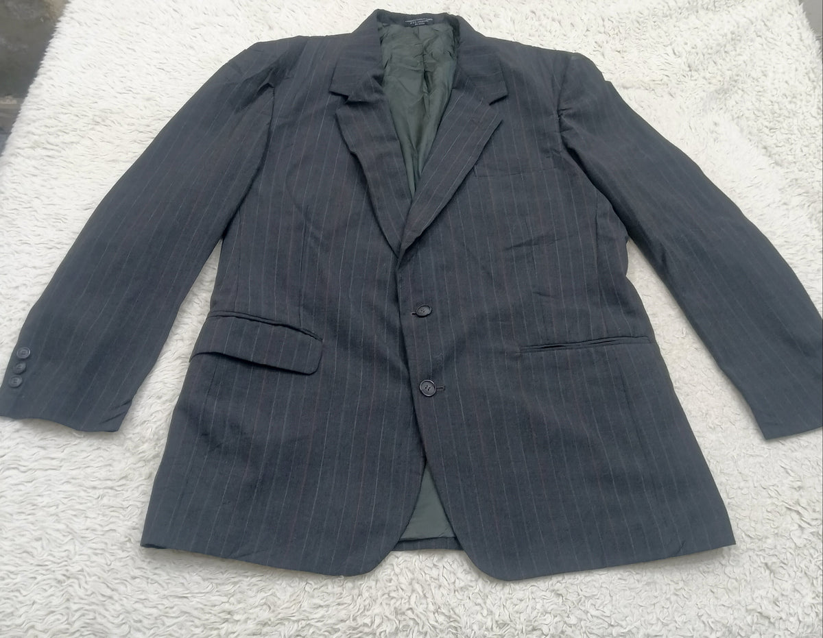 Men's Suit Jacket -  gray pinstripe -Thrift