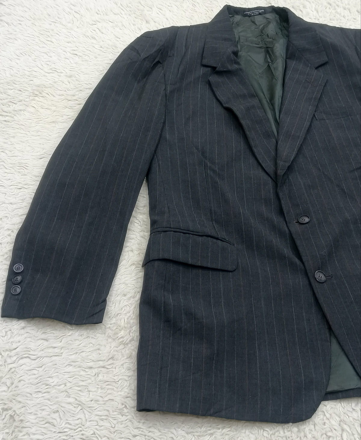 Men's Suit Jacket -  gray pinstripe -Thrift