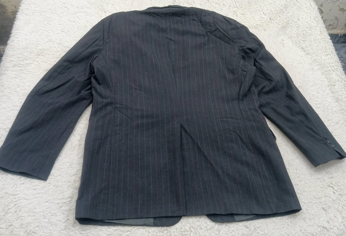 Men's Suit Jacket -  gray pinstripe -Thrift