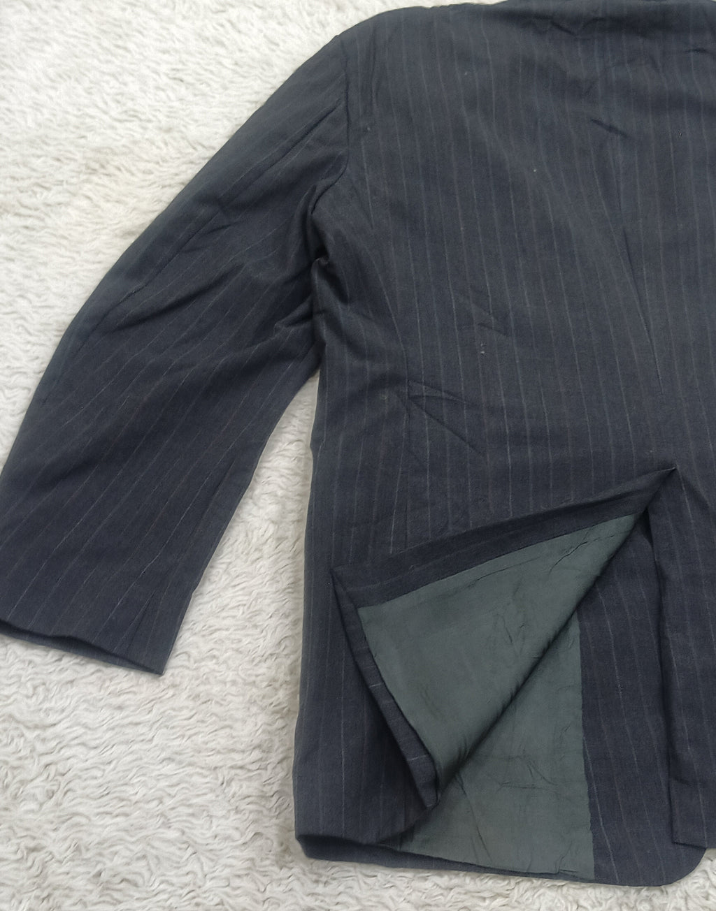 Men's Suit Jacket -  gray pinstripe -Thrift