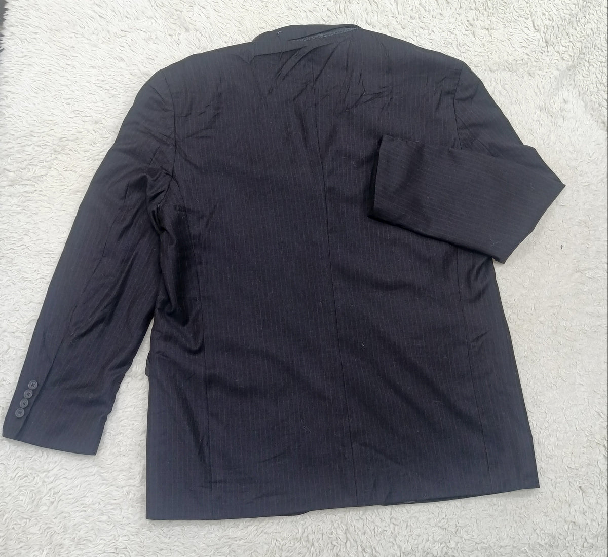 Men's Suit Jacket - dark charcoal gray pinstripe -Thrift