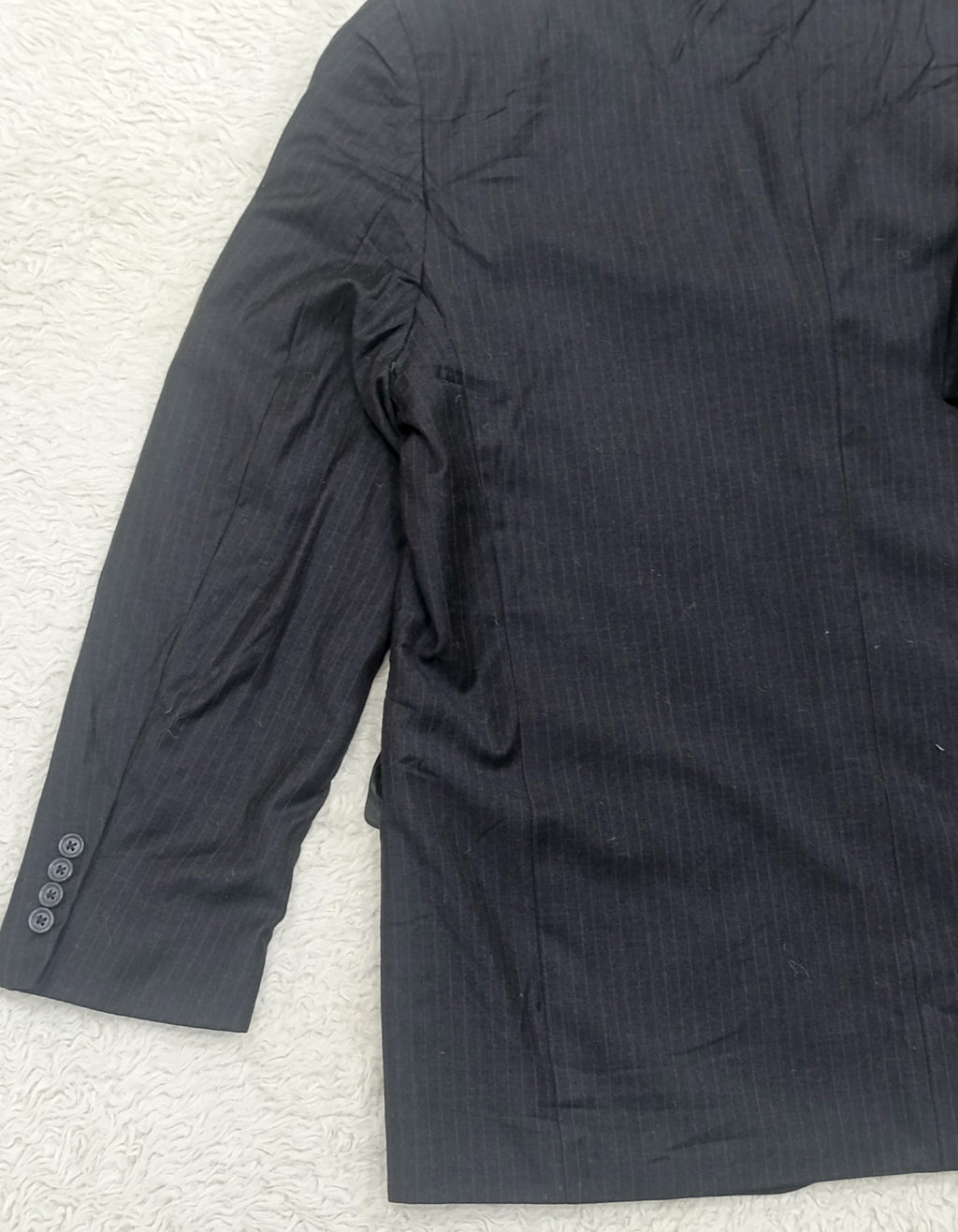Men's Suit Jacket - dark charcoal gray pinstripe -Thrift