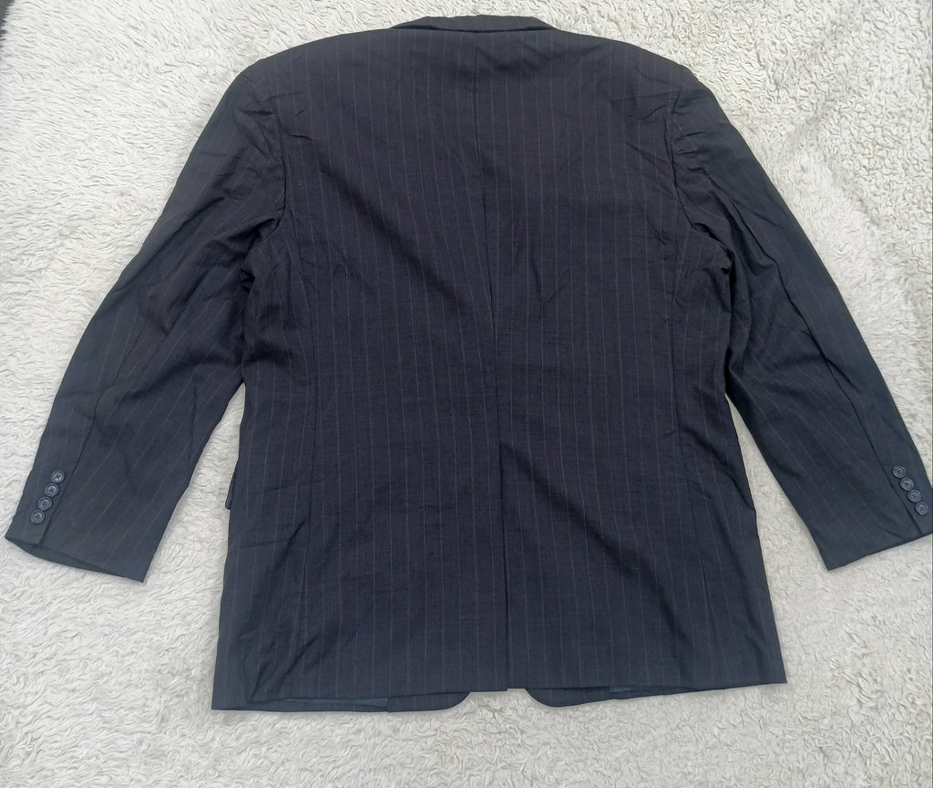 Men's Suit Jacket - gray  brown pinstripe -Thrift