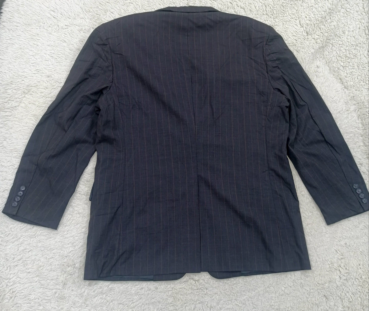 Men's Suit Jacket - gray  brown pinstripe -Thrift