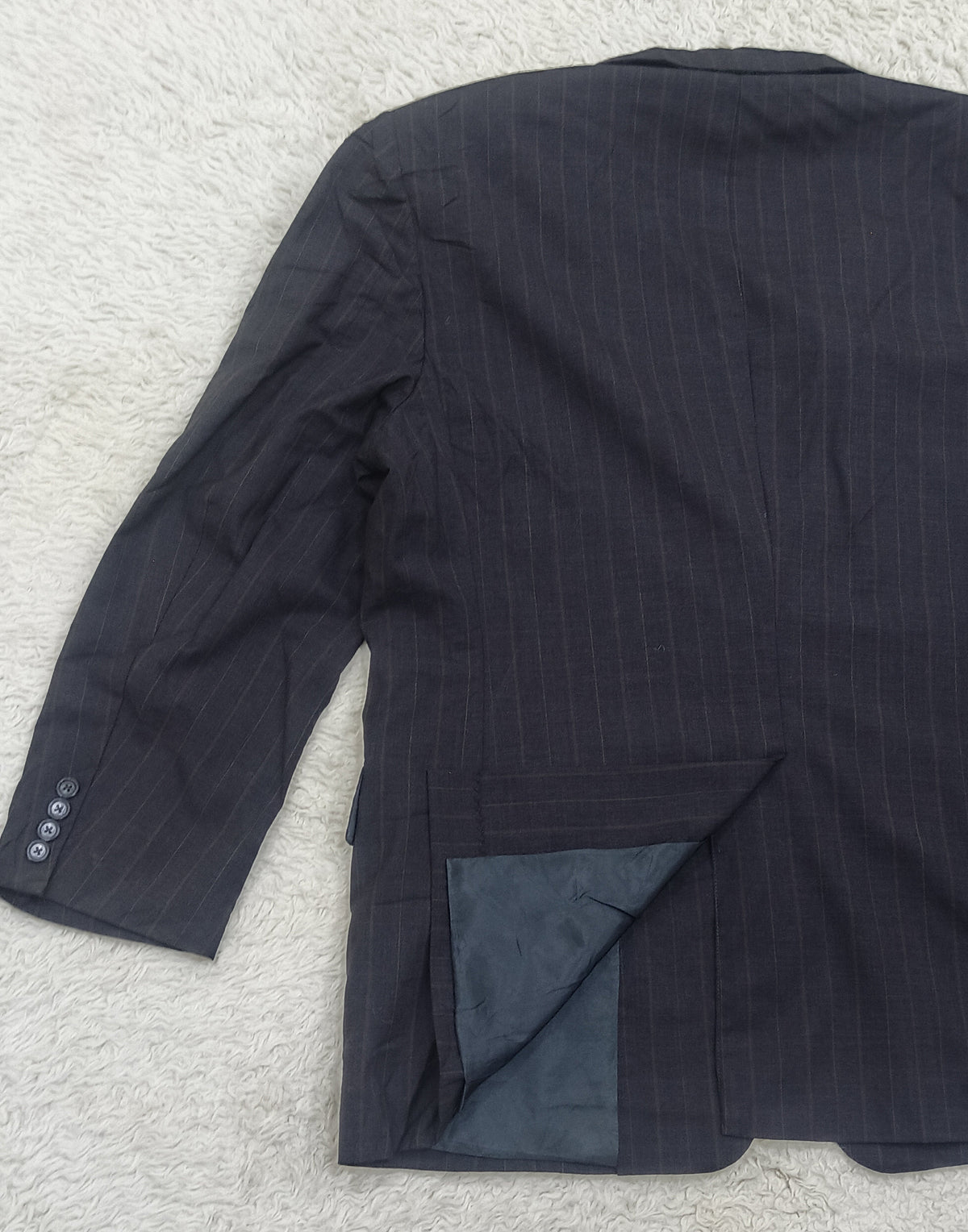 Men's Suit Jacket - gray  brown pinstripe -Thrift