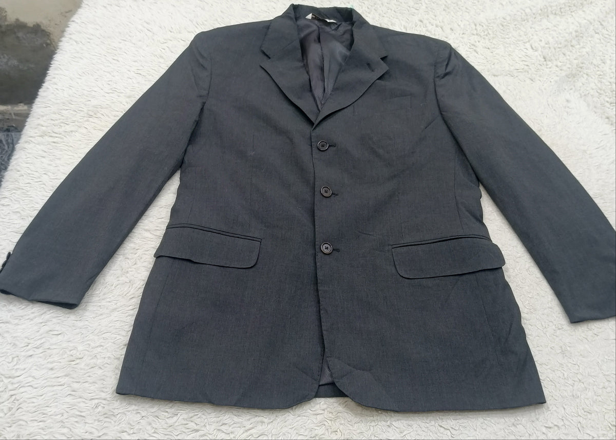 Men's Suit Jacket - gray single-breasted-Thrift