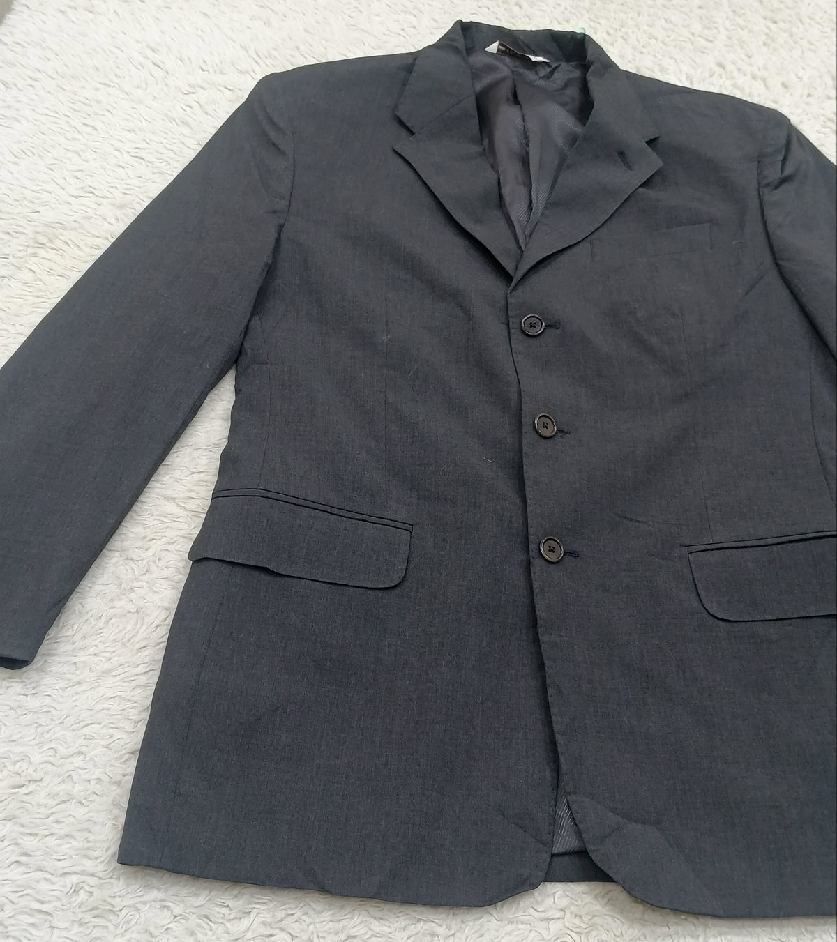 Men's Suit Jacket - gray single-breasted-Thrift
