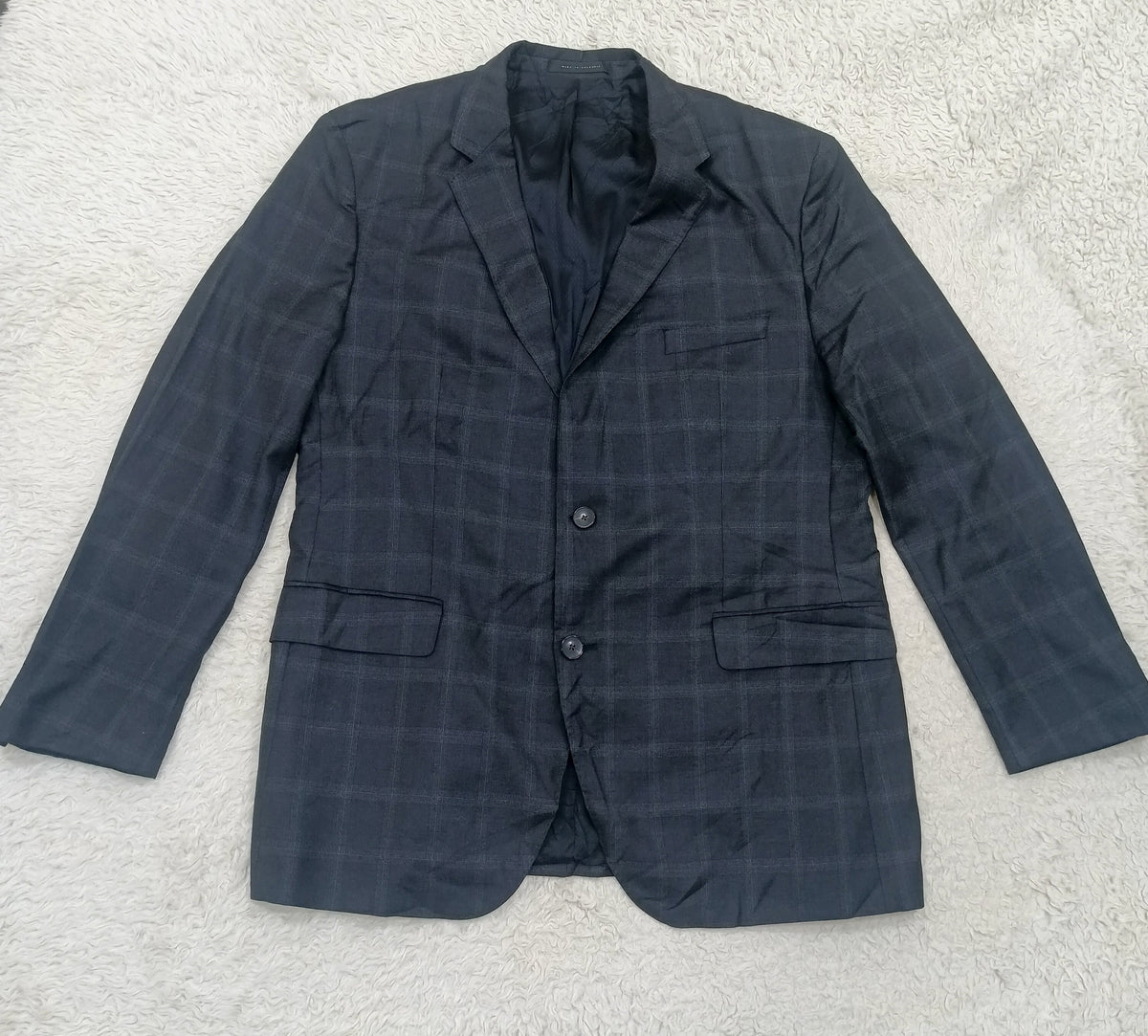 Men's Suit Jacket -dark gray plaid -Thrift