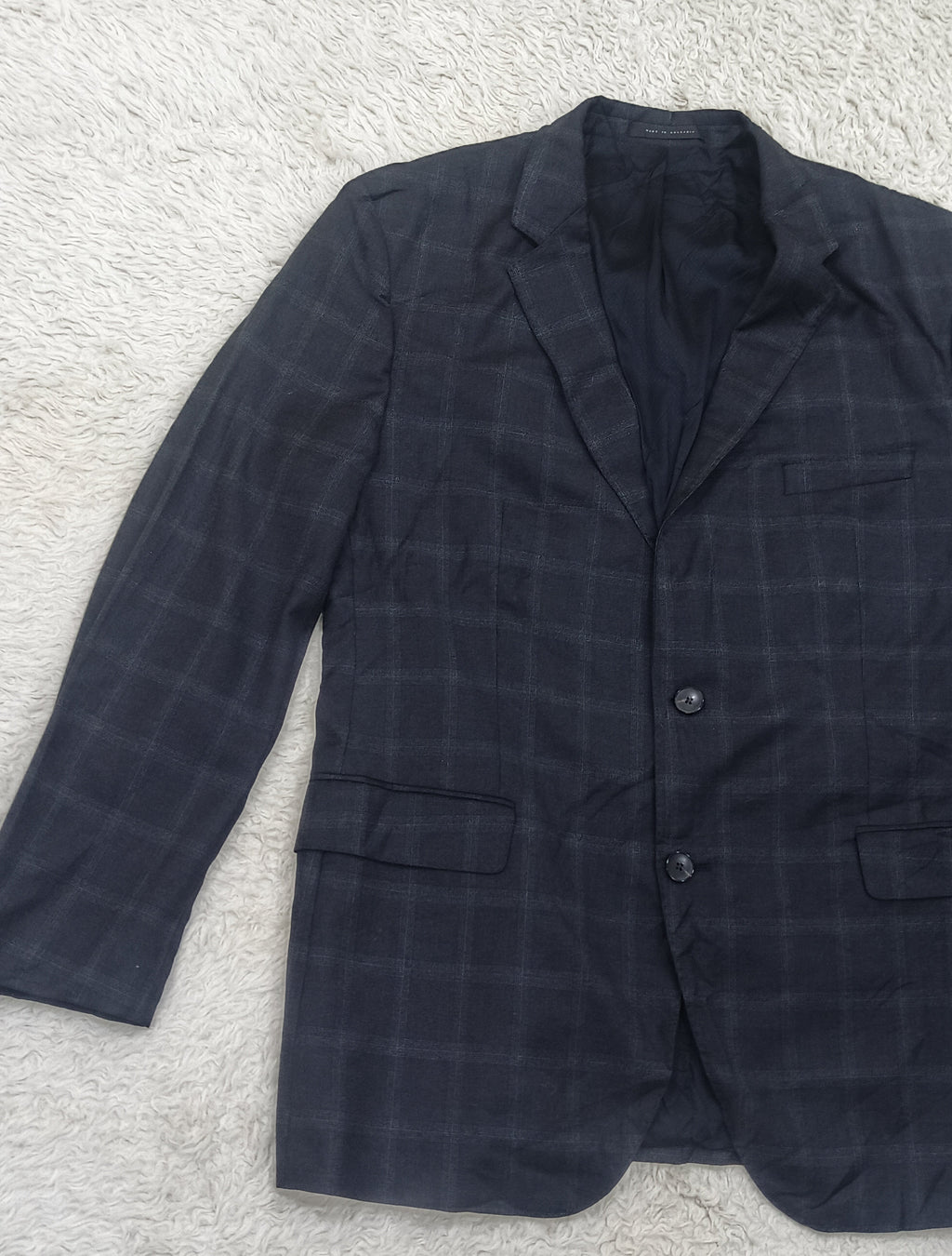 Men's Suit Jacket -dark gray plaid -Thrift