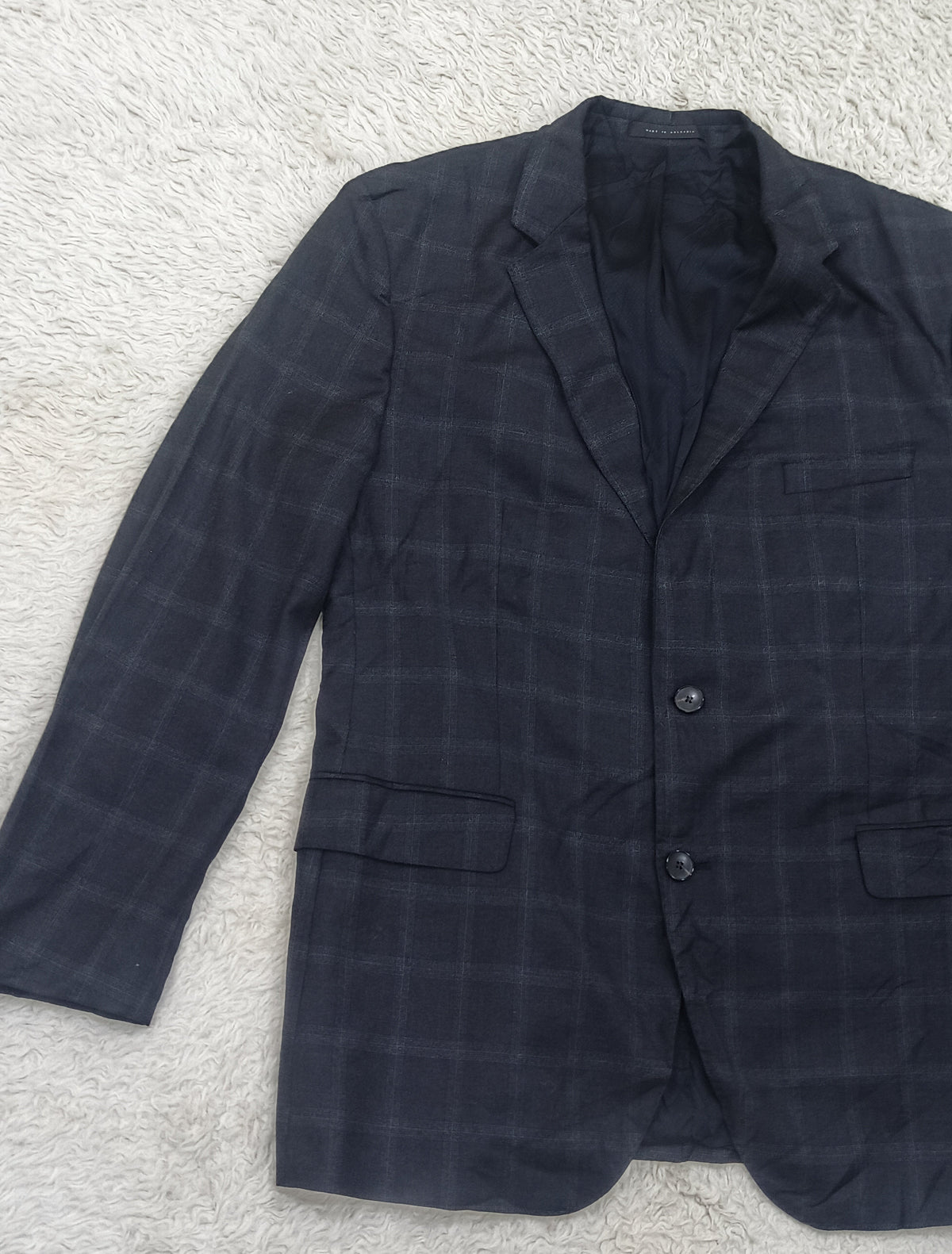 Men's Suit Jacket -dark gray plaid -Thrift