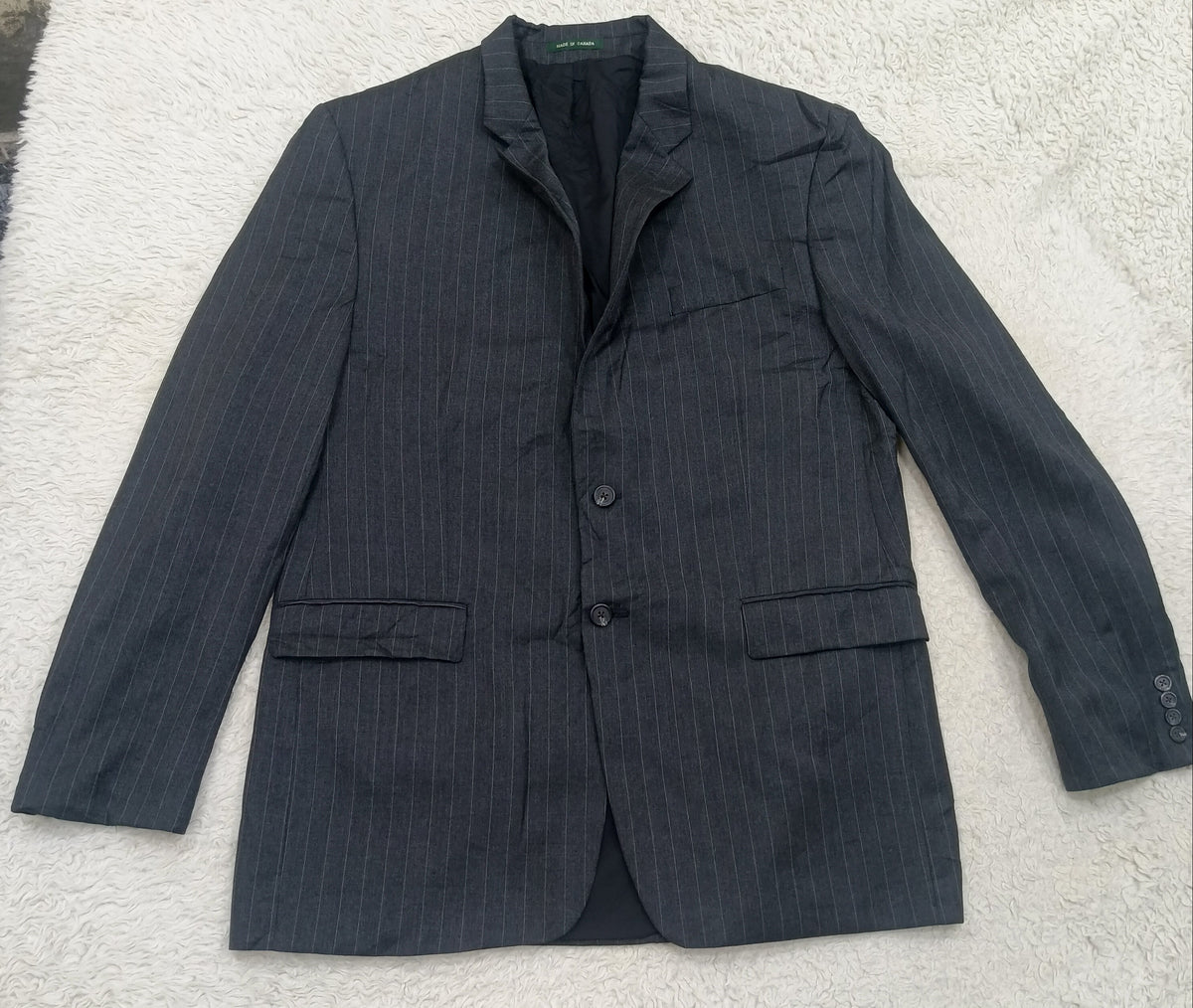 Men's Suit Jacket -dark gray pinstripe-Thrift