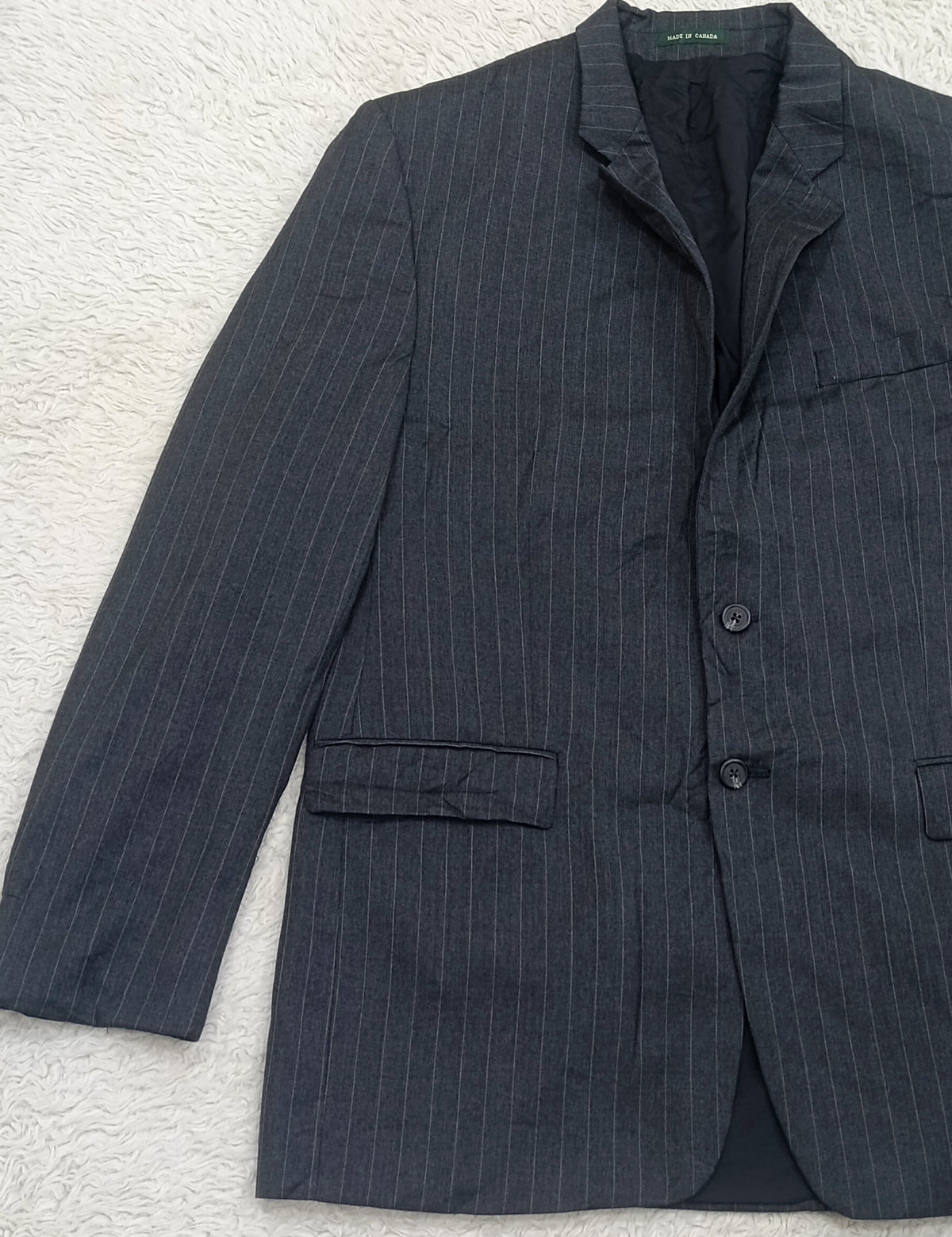 Men's Suit Jacket -dark gray pinstripe-Thrift