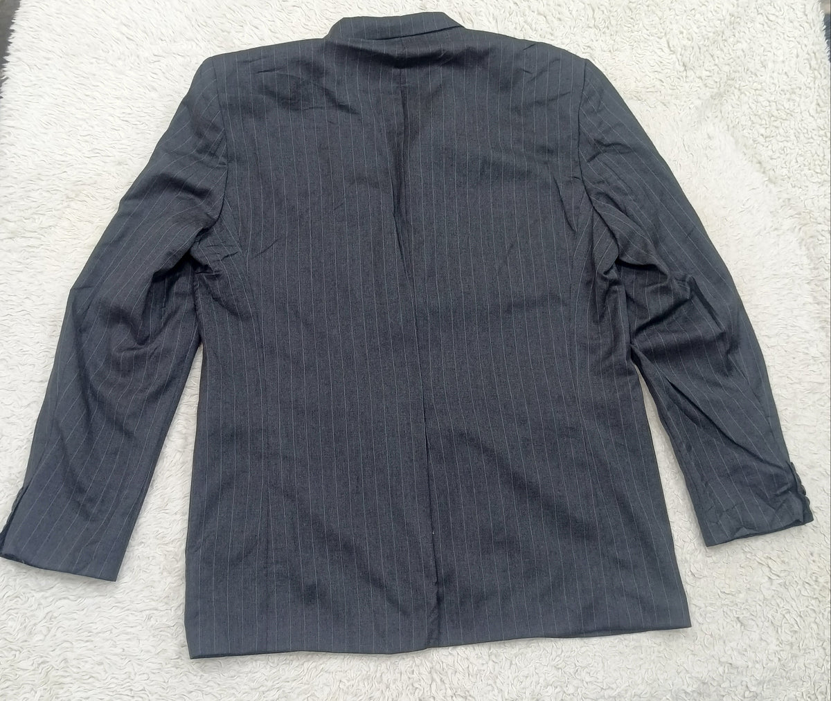 Men's Suit Jacket -dark gray pinstripe-Thrift