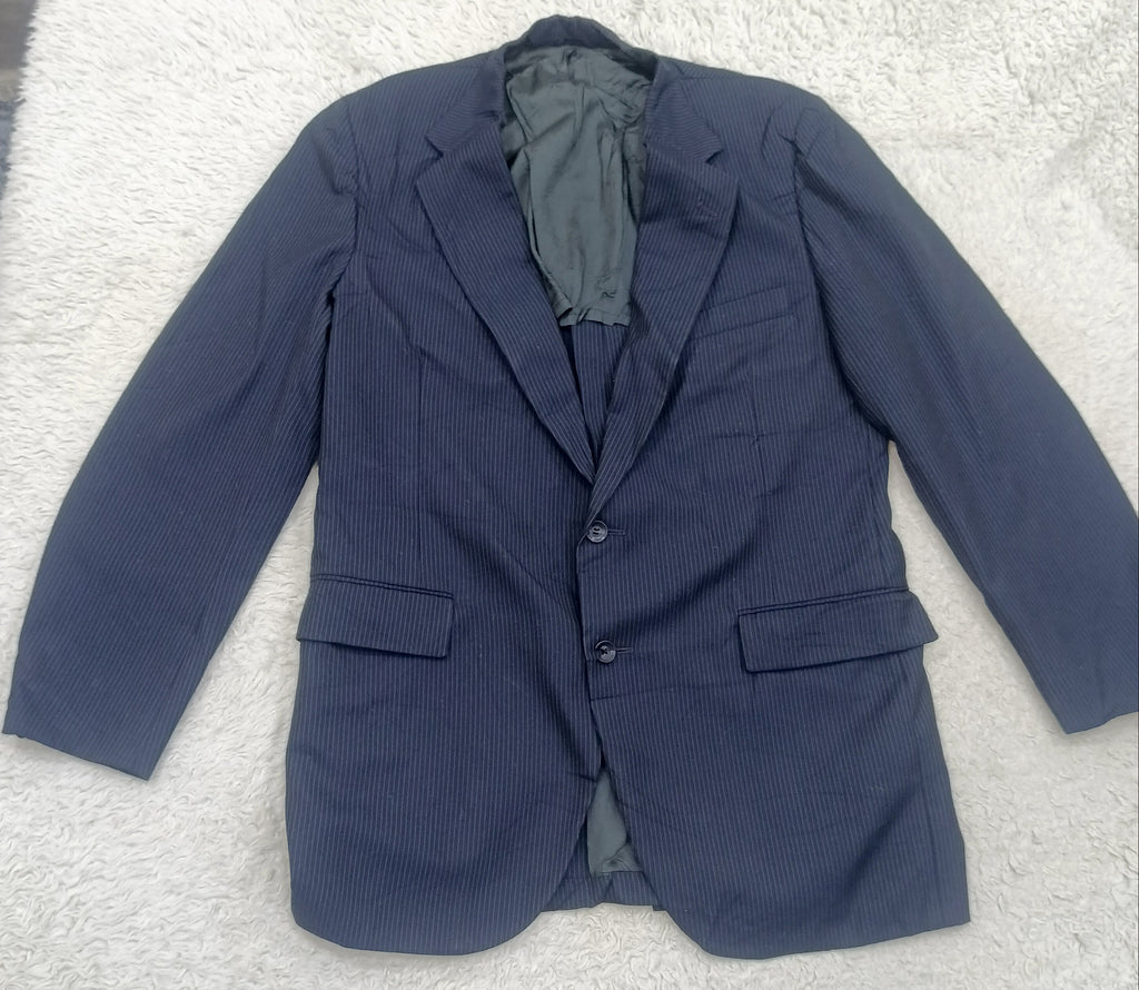 Men's Suit Jacket -dark navy blue pinstripe-Thrift