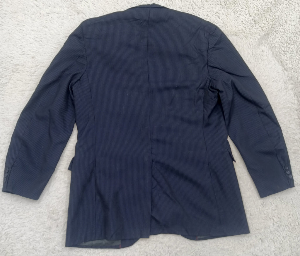 Men's Suit Jacket -dark navy blue pinstripe-Thrift