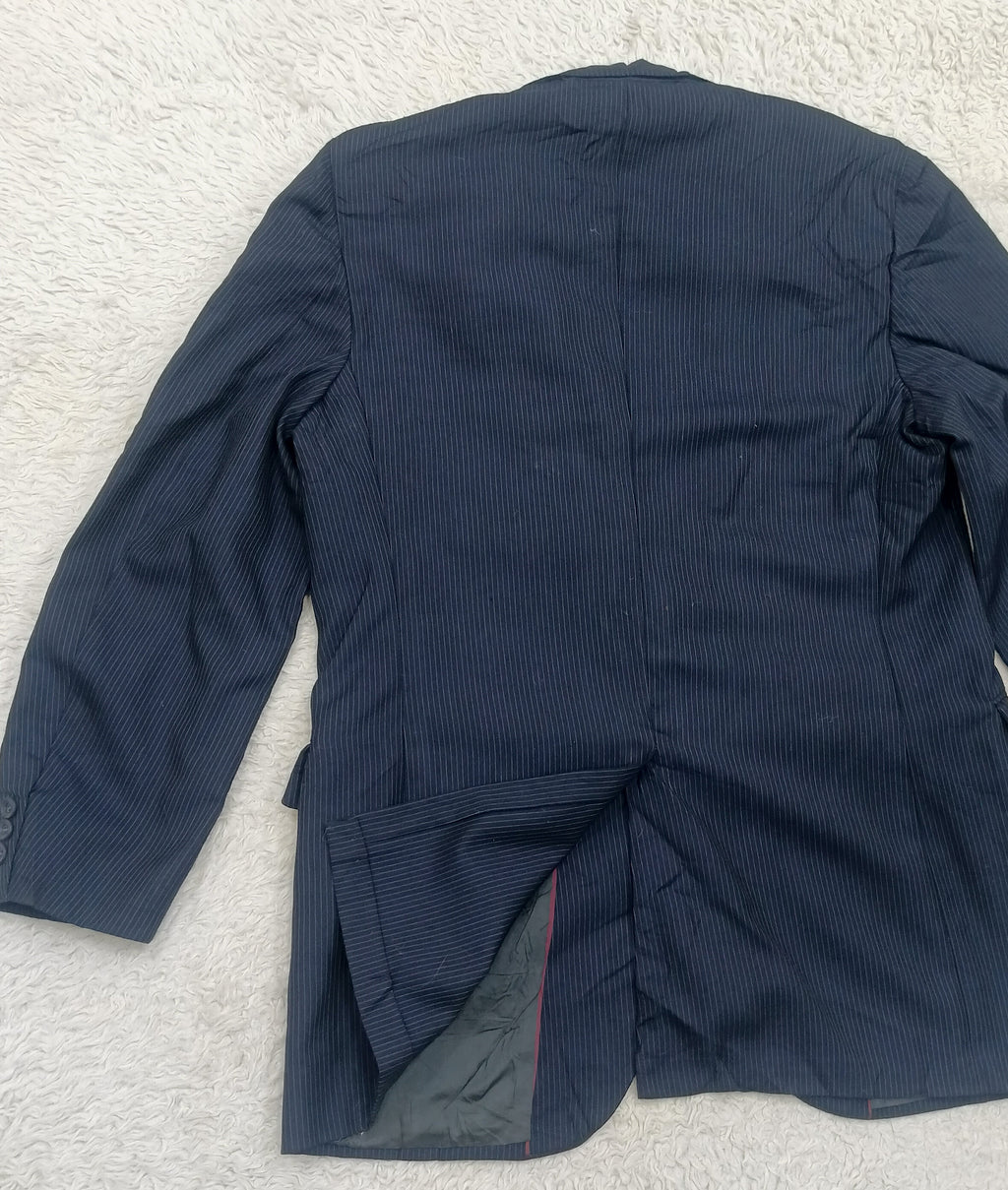 Men's Suit Jacket -dark navy blue pinstripe-Thrift