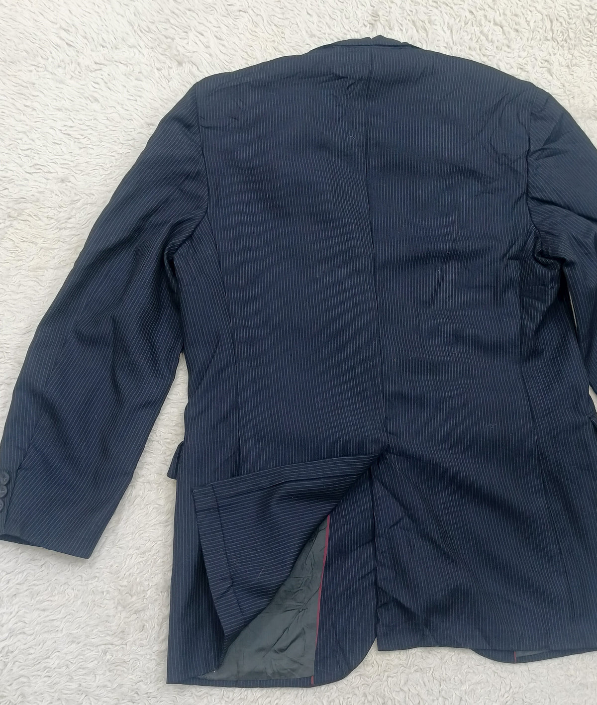 Men's Suit Jacket -dark navy blue pinstripe-Thrift