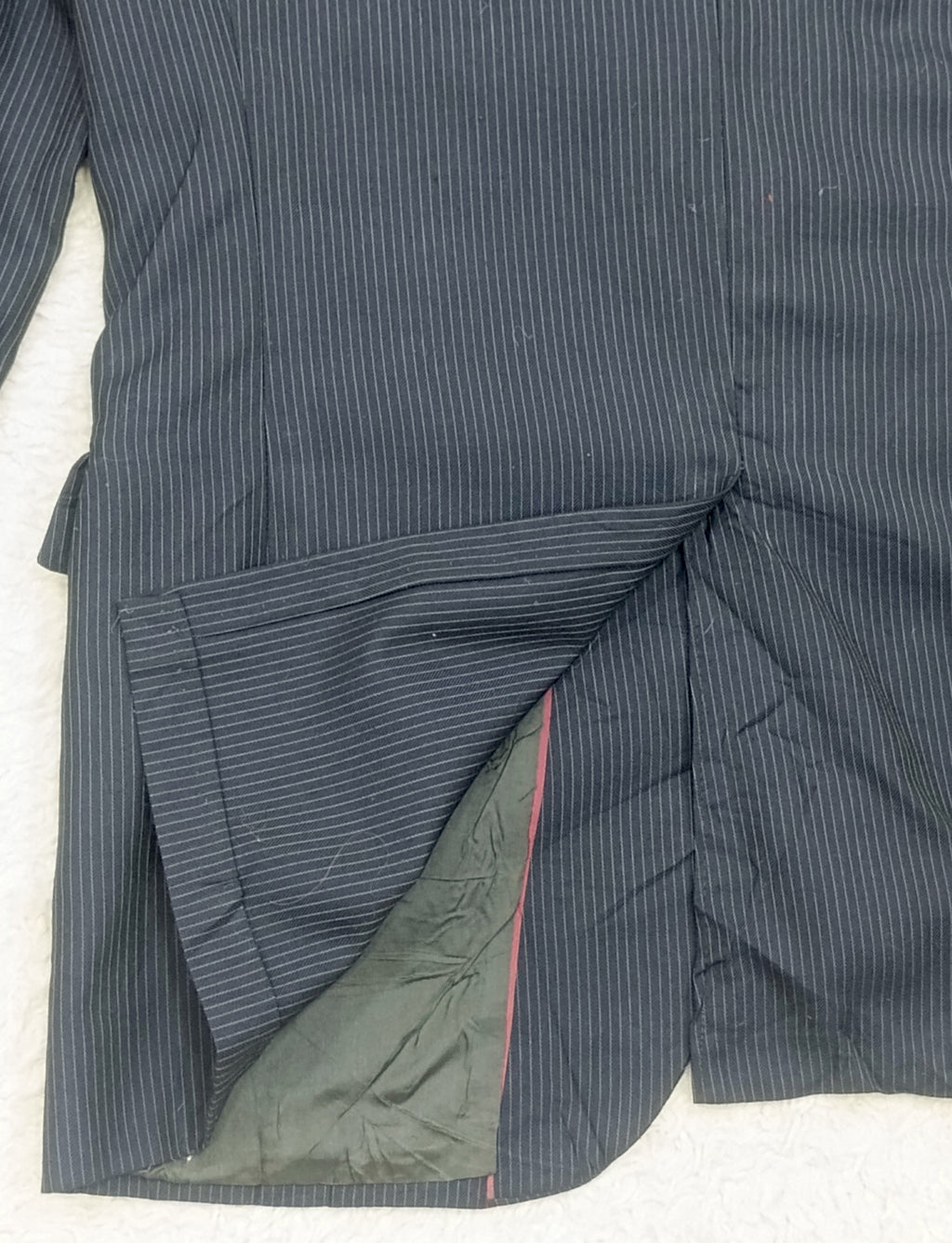 Men's Suit Jacket -dark navy blue pinstripe-Thrift