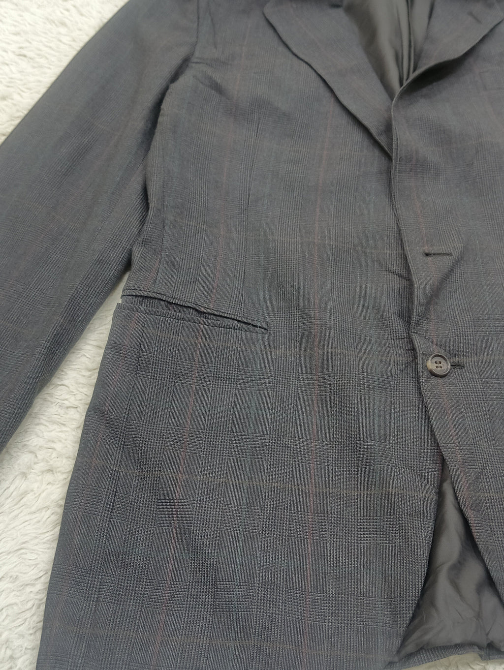 Men's Suit Jacket -dark gray plaid-Thrift
