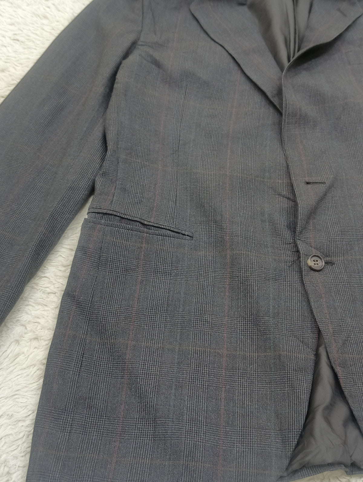 Men's Suit Jacket -dark gray plaid-Thrift