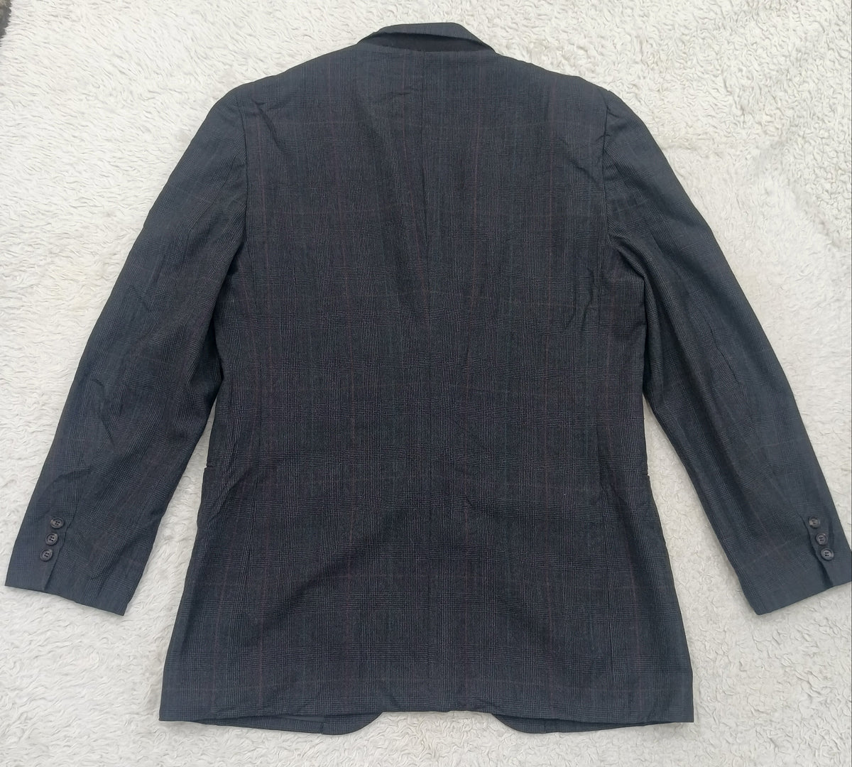 Men's Suit Jacket -dark gray plaid-Thrift