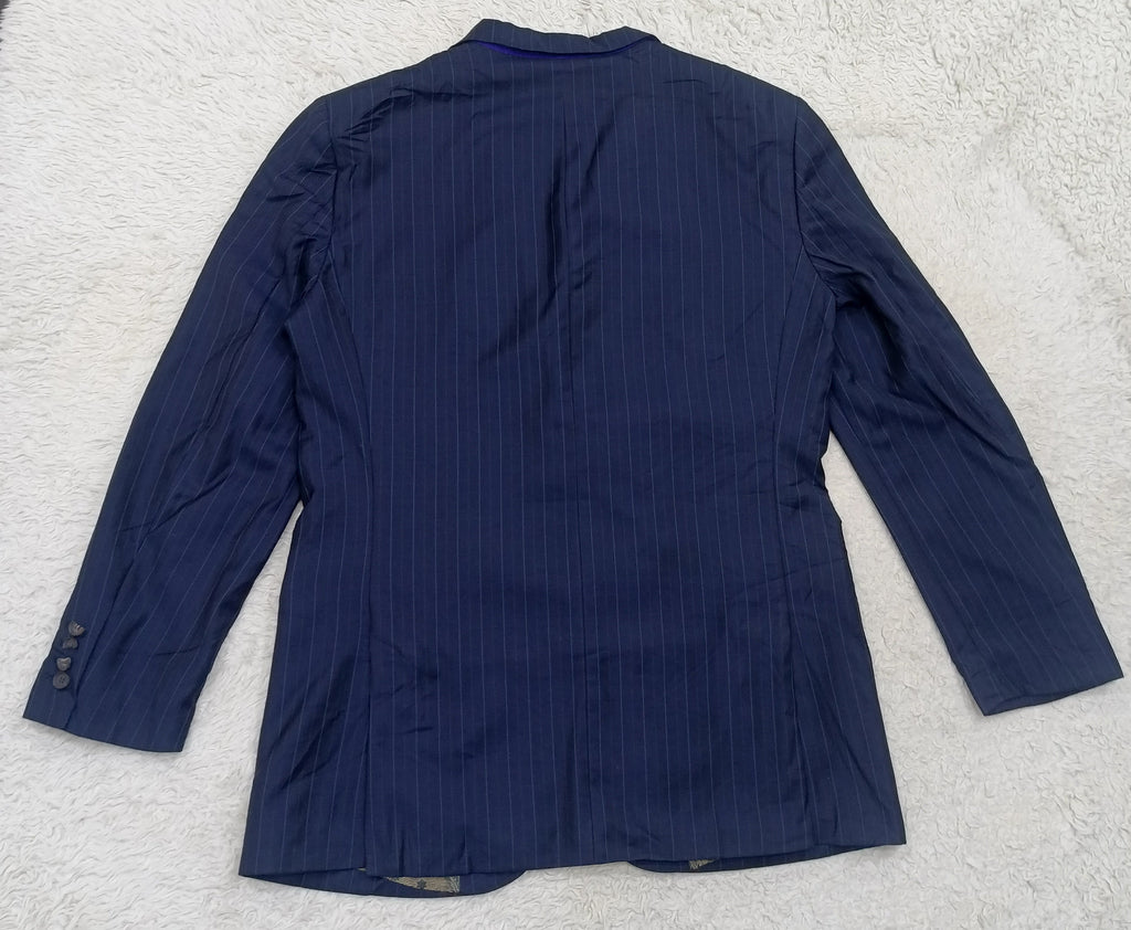 Men's Suit Jacket -Navy Blue Pinstripe-Thrift