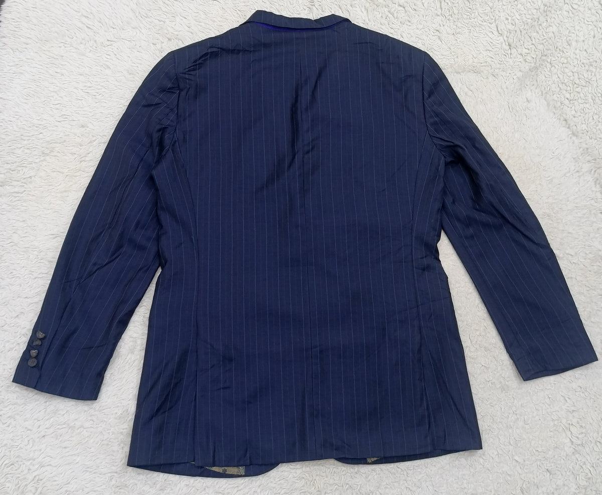 Men's Suit Jacket -Navy Blue Pinstripe-Thrift