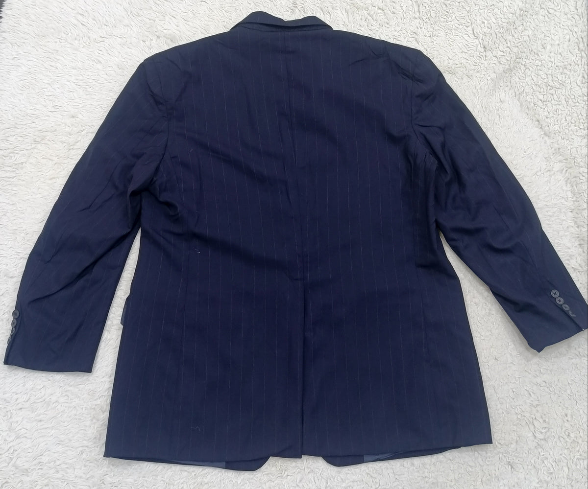 Men's Suit Jacket -Navy Blue Pinstripe-Thrift