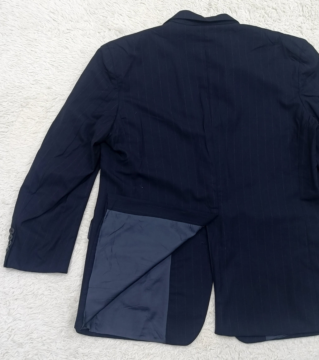 Men's Suit Jacket -Navy Blue Pinstripe-Thrift