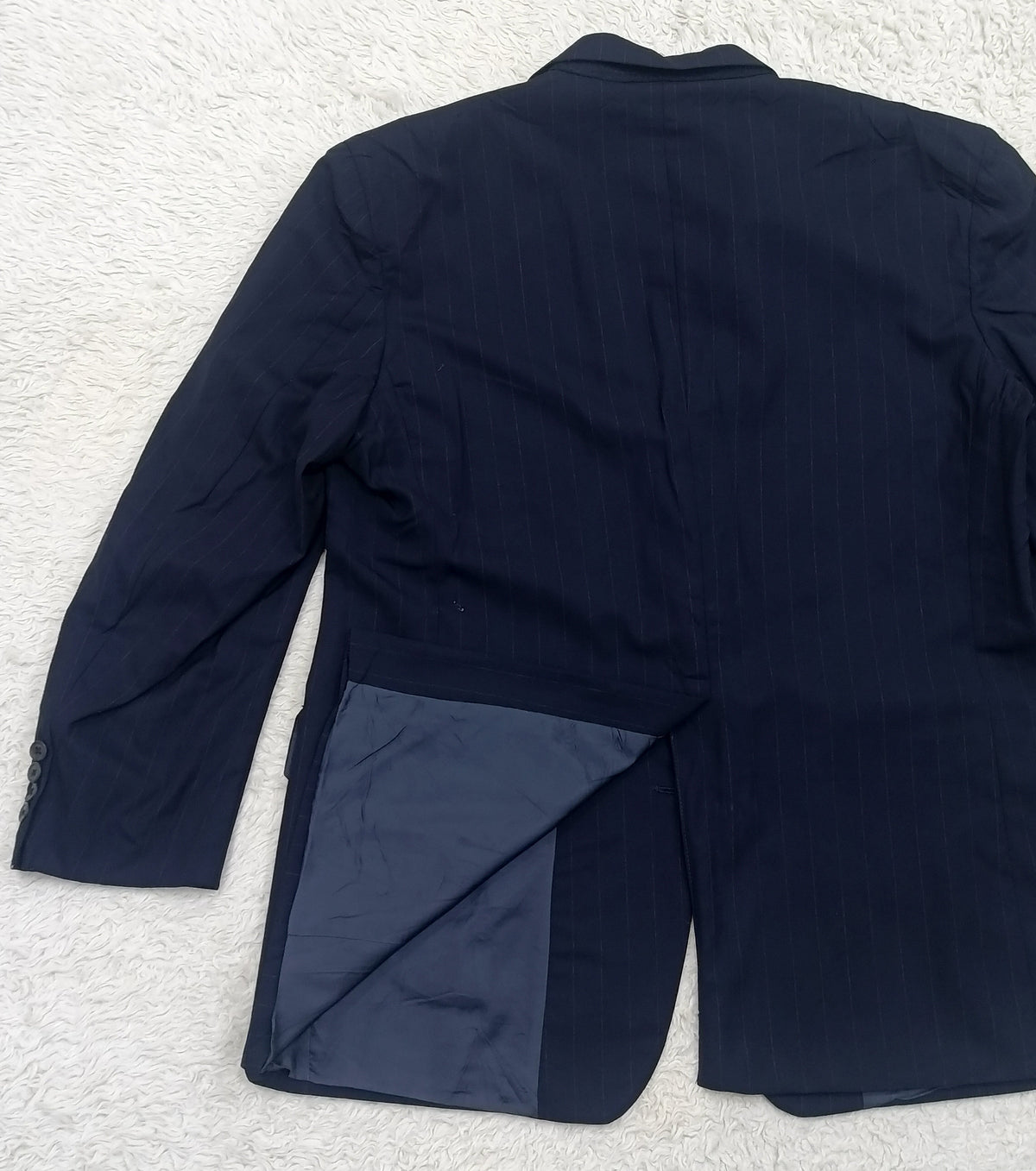 Men's Suit Jacket -Navy Blue Pinstripe-Thrift
