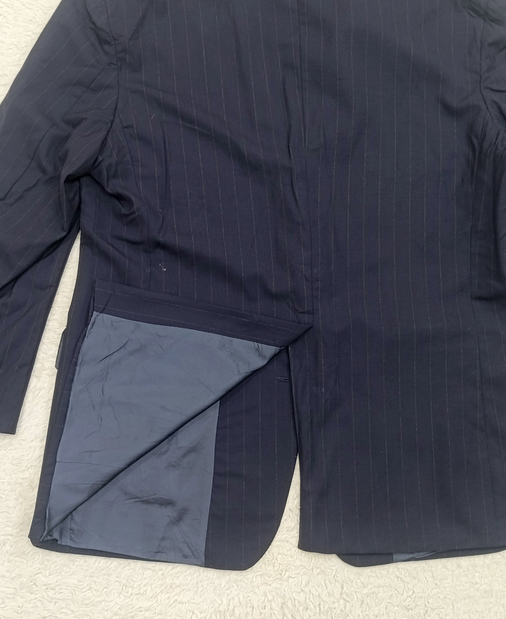 Men's Suit Jacket -Navy Blue Pinstripe-Thrift